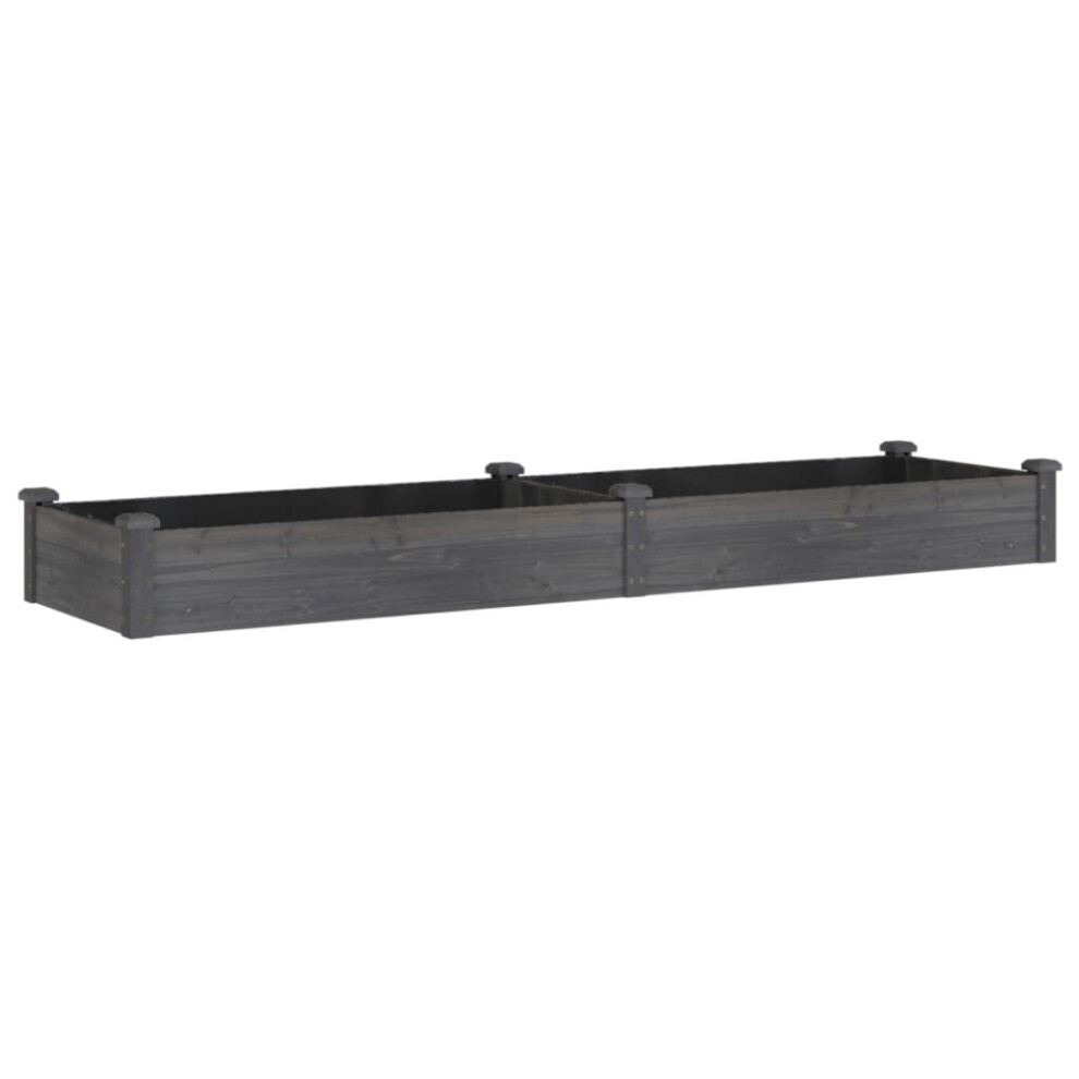 Vidaxl (, 240 X 60 X 25 Cm) Garden Raised Bed Planter With Liner Plant Flower Bed Solid Wood Pine Grey
