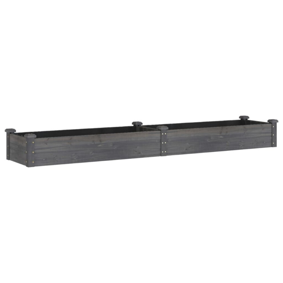 Vidaxl (, 240 X 45 X 25 Cm) Garden Raised Bed Planter With Liner Plant Flower Bed Solid Wood Pine Grey