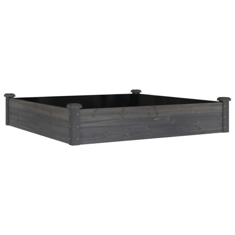 Vidaxl (Grey, 120 X 120 X 25 Cm) Garden Raised Bed Planter With Liner Plant Flower Bed Solid Wood Pine