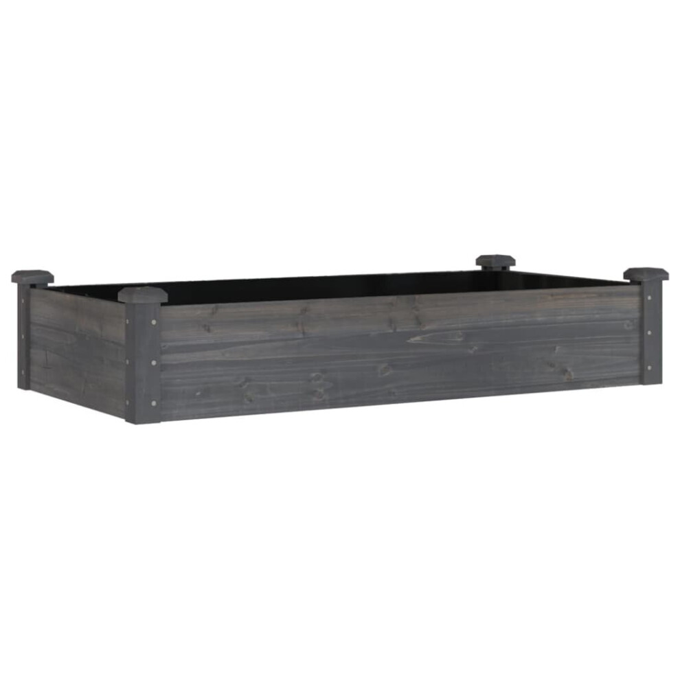 Vidaxl (Grey, 120 X 60 X 25 Cm) Garden Raised Bed Planter With Liner Plant Flower Bed Solid Wood Pine