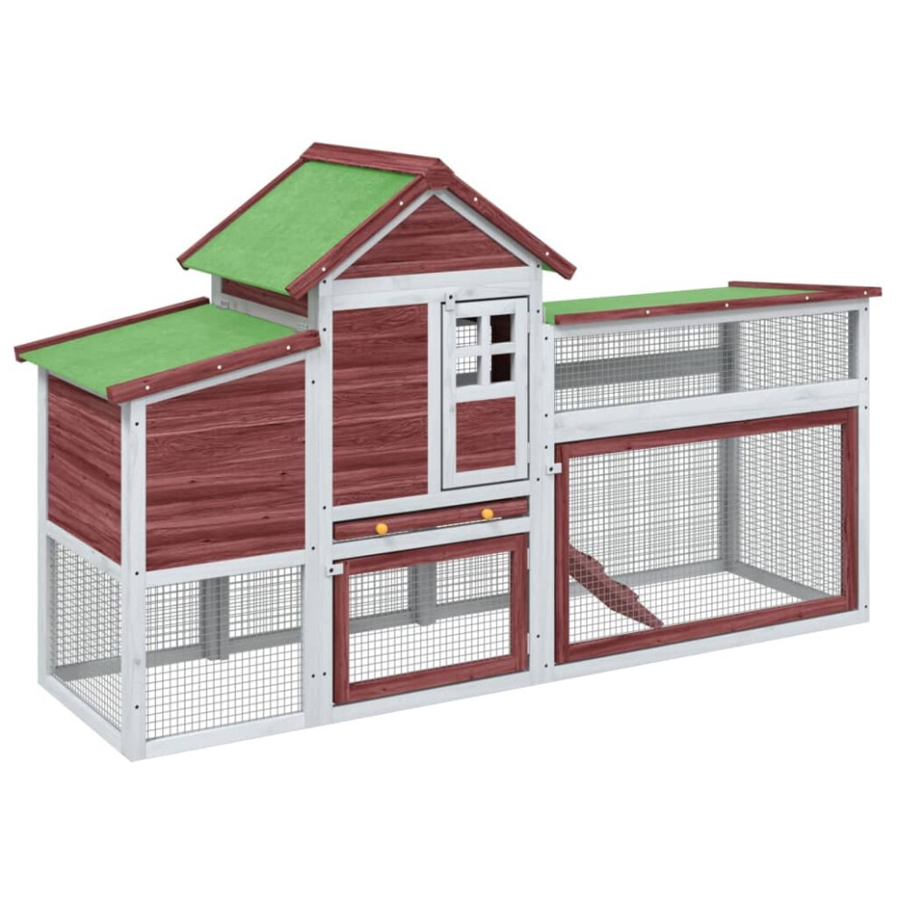 (mocha) vidaXL Chicken Coop Wooden Animal Cage Chicken House Enclosure Solid Wood Pine