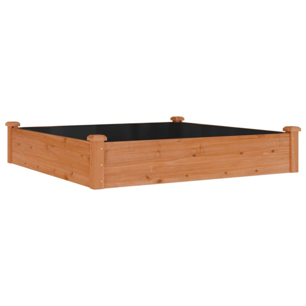 Vidaxl (Brown, 120 X 120 X 25 Cm) Garden Raised Bed Planter With Liner Plant Flower Bed Solid Wood Pine