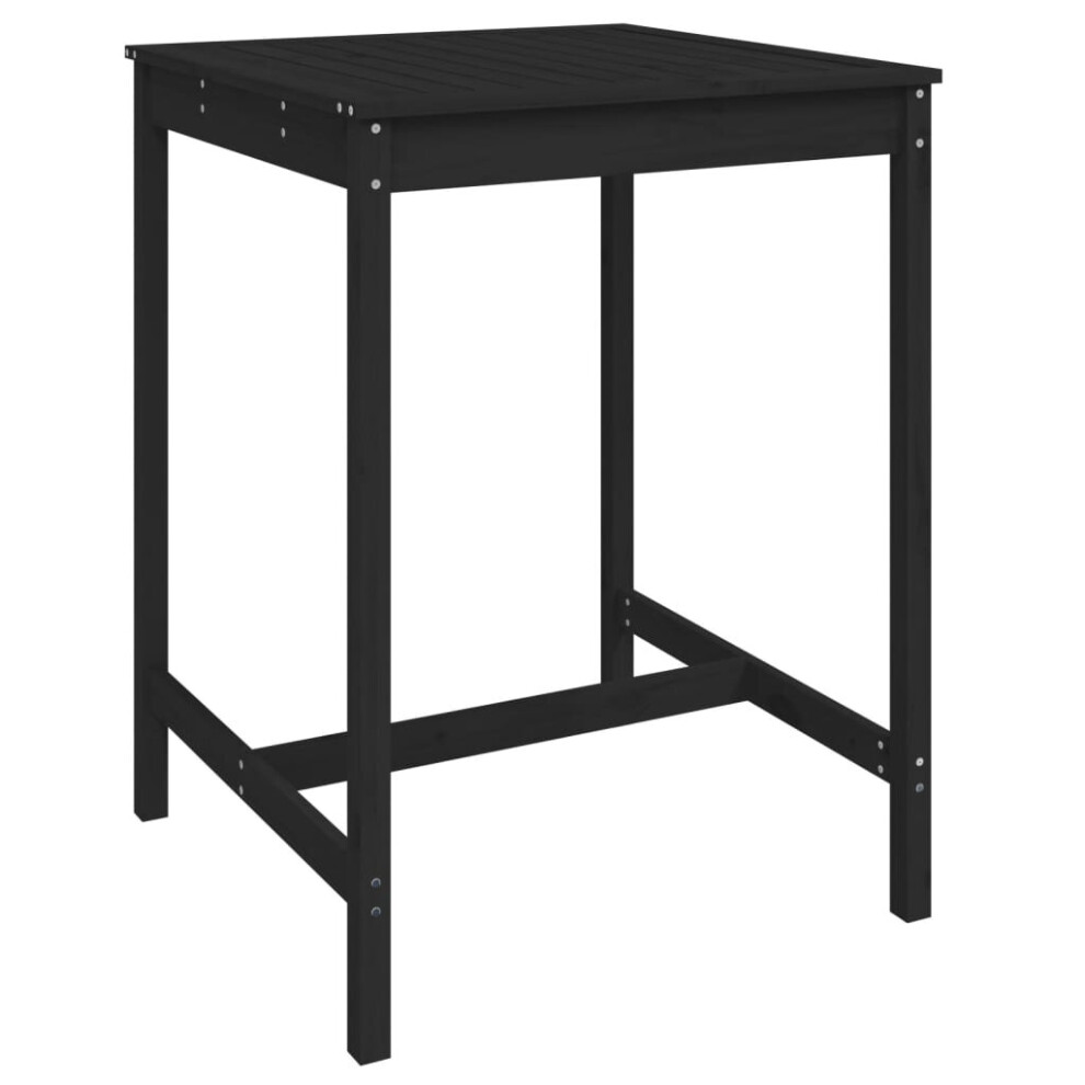 Vidaxl (Black Pine, 82.5 X 82.5 X 110 Cm) Garden Table Outdoor Table Patio Wooden Dining Table Solid Wood Pine