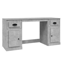 (concrete grey) vidaXL Desk Computer Desk Writing Desk Table with Cabinet Engineered Wood
