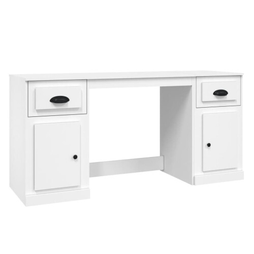 VidaXL (white) vidaXL Desk Computer Desk Writing Desk Table with Cabinet Engineered Wood 1