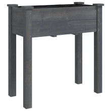 (grey, 71 x 37 x 76 cm) vidaXL Planter Plant Pot with Liner Raised Bed Flower Pot Grey Solid Wood Fir