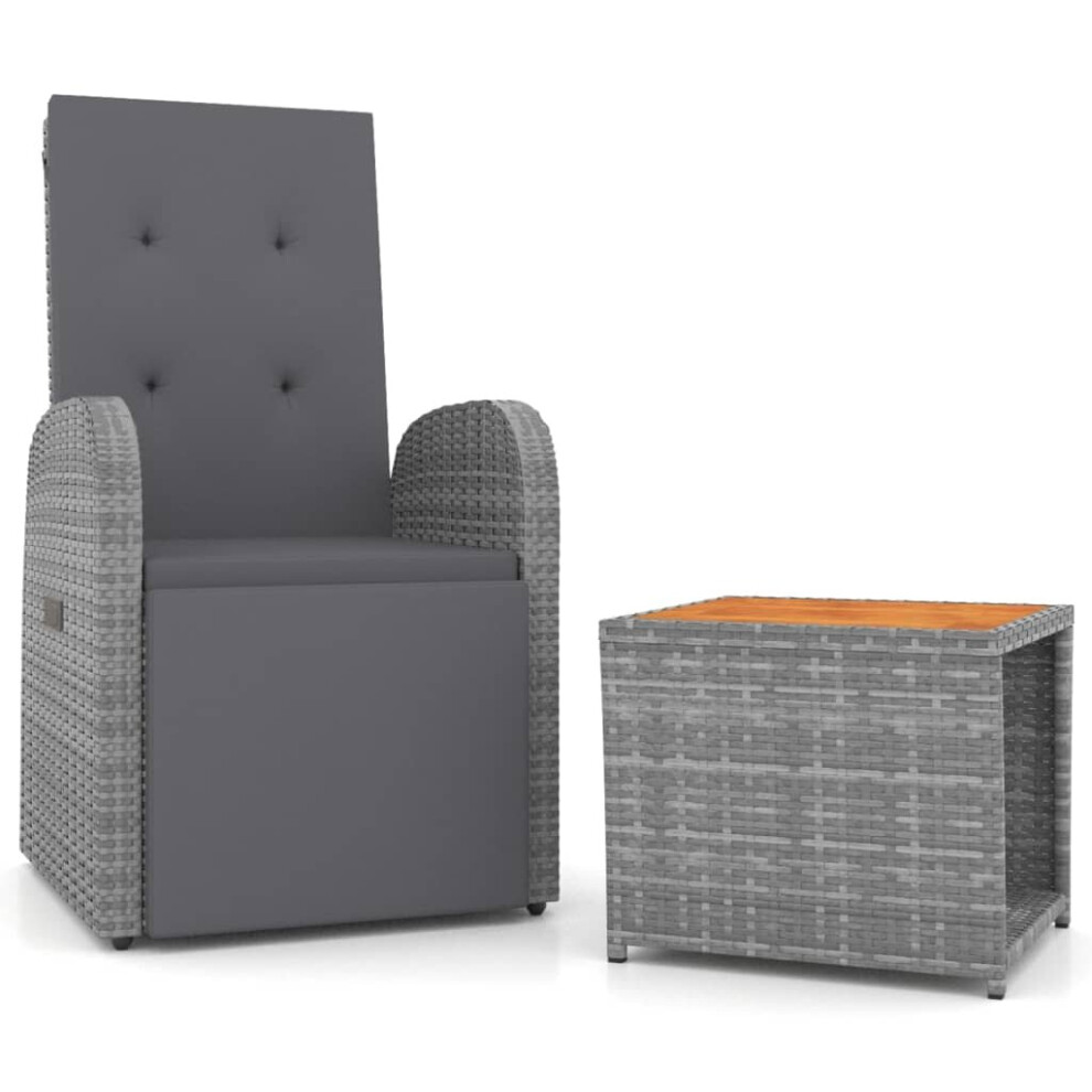 Vidaxl (Armchair + Table) Garden Lounge Set Poly Rattan & Solid Wood Acacia Multi Models Grey