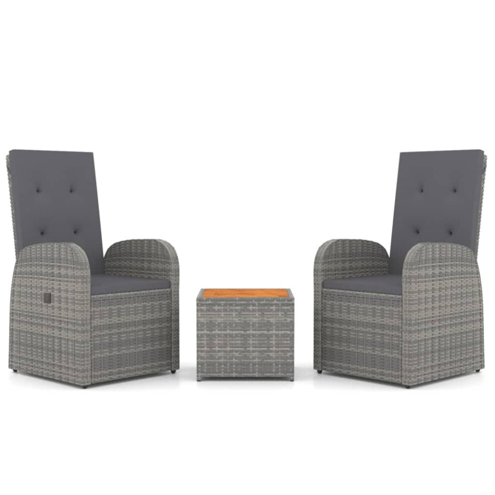 Vidaxl (2X Chair + Table) Garden Lounge Set Grey Poly Rattan & Solid Wood Acacia Multi Models