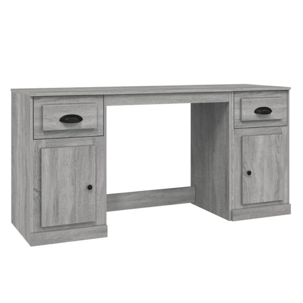 Vidaxl (Grey Sonoma) Desk Computer Desk Writing Desk Table With Cabinet Engineered Wood