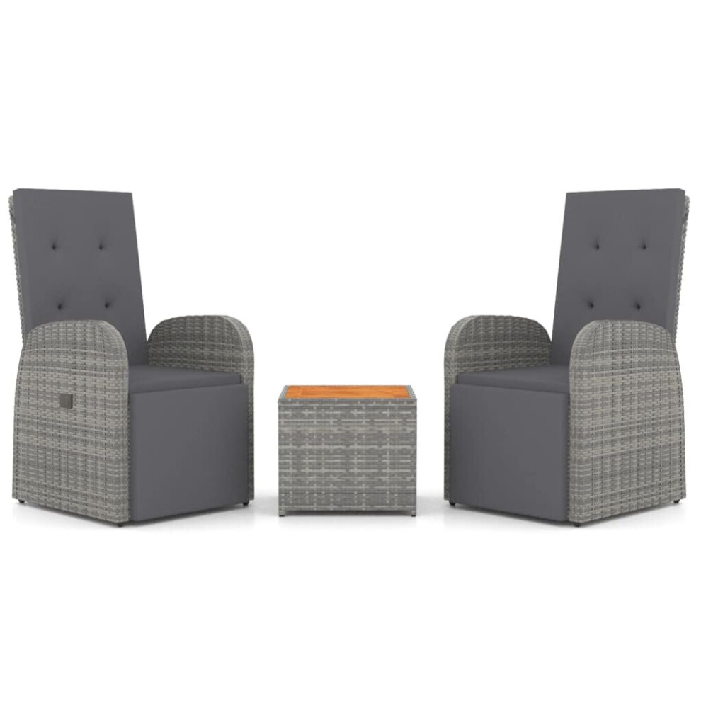 Vidaxl (2X Armchair + Table) Garden Lounge Set Poly Rattan & Solid Wood Acacia Multi Models Grey
