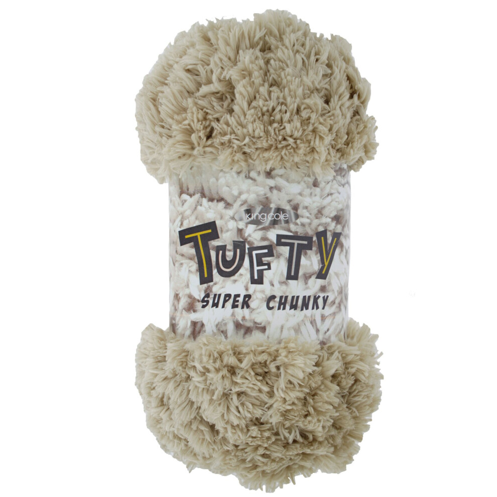 (Beige (2796)) King Cole Tufty Super Chunky 100% Polyester Knitting Yarn 200g