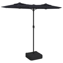(black) vidaXL Double-Head Parasol Garden Umbrella with LEDs Outdoor Sun Umbrella