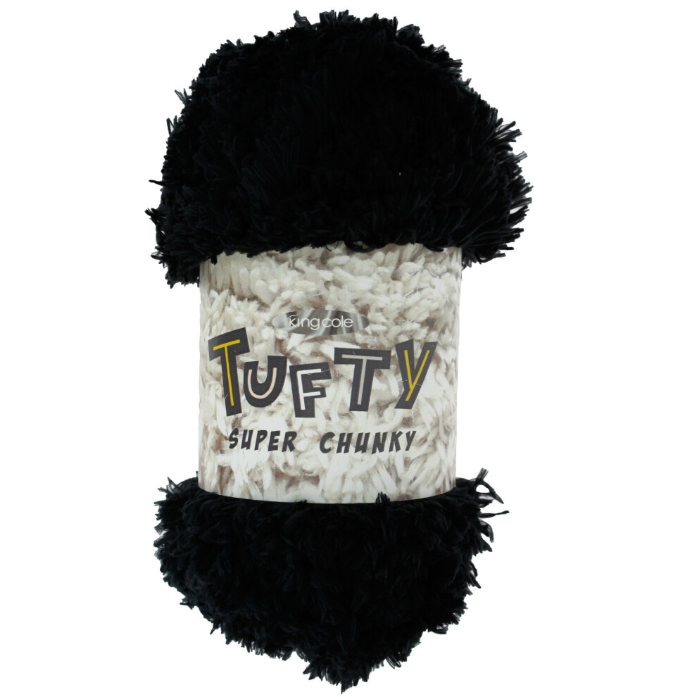 (Black (2790)) King Cole Tufty Super Chunky 100% Polyester Knitting Yarn 200g