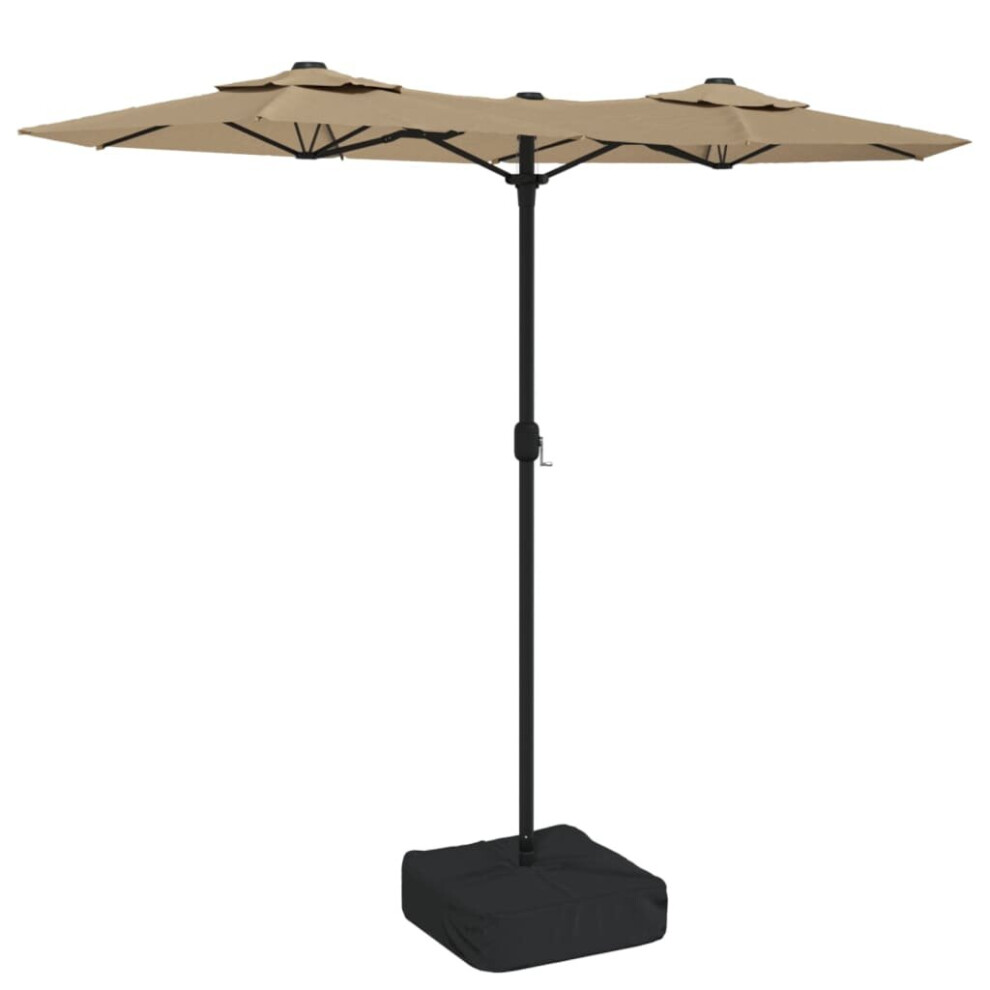 (taupe) vidaXL Double-Head Parasol Garden Umbrella with LEDs Outdoor Sun Umbrella