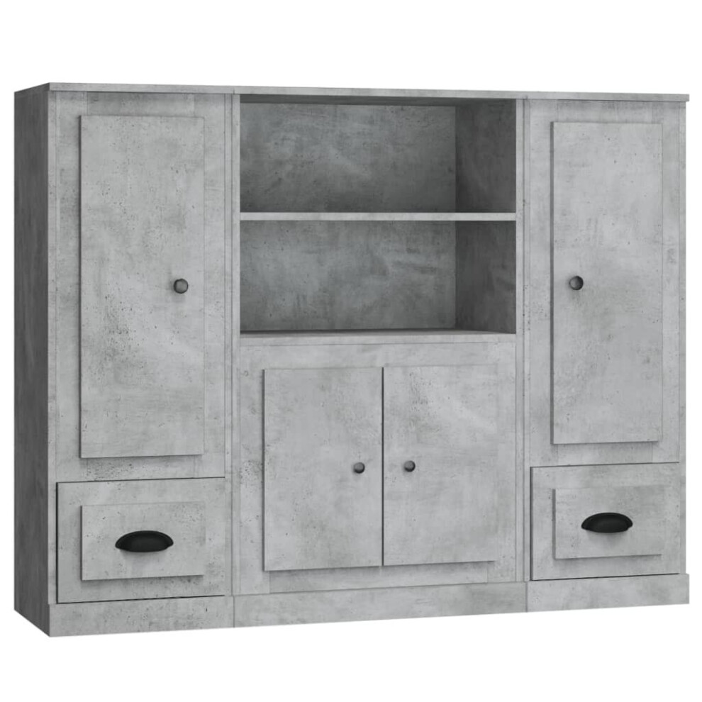 (concrete grey) vidaXL Highboards Storage Cabinet Side Cabinets Cupboard 3 pcs Engineered Wood