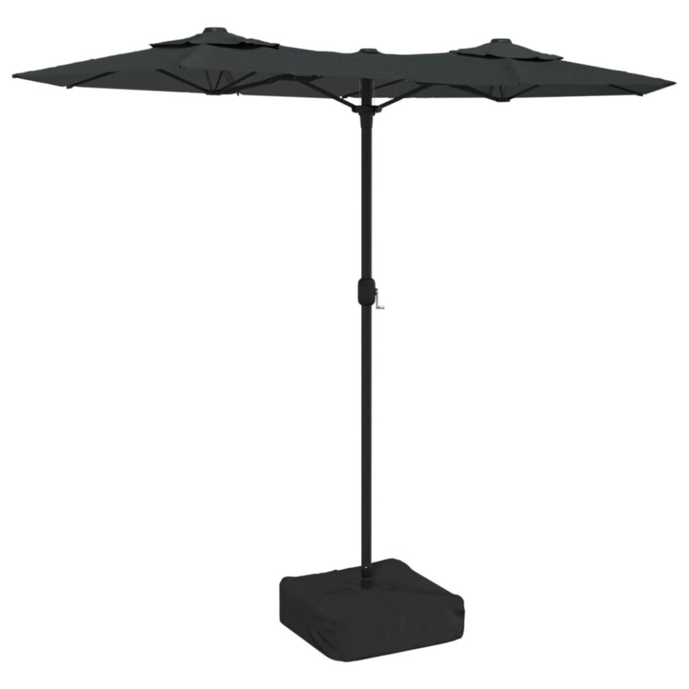 (anthracite) vidaXL Double-Head Parasol Garden Umbrella With LEDs Outdoor Sun Umbrella