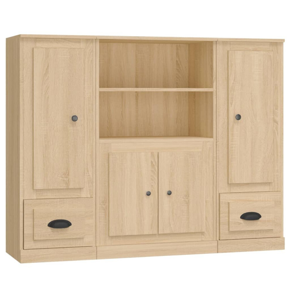 (sonoma oak) vidaXL Highboards Storage Cabinet Side Cabinets Cupboard 3 pcs Engineered Wood