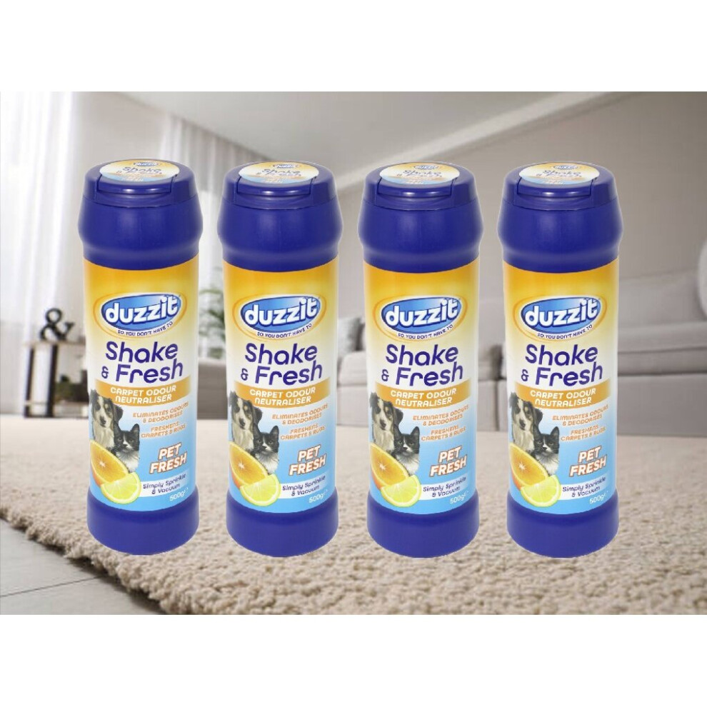 Duzzit 4 Pet Carpet Freshener Powder Odour Neutraliser Shake And Fresh 500G