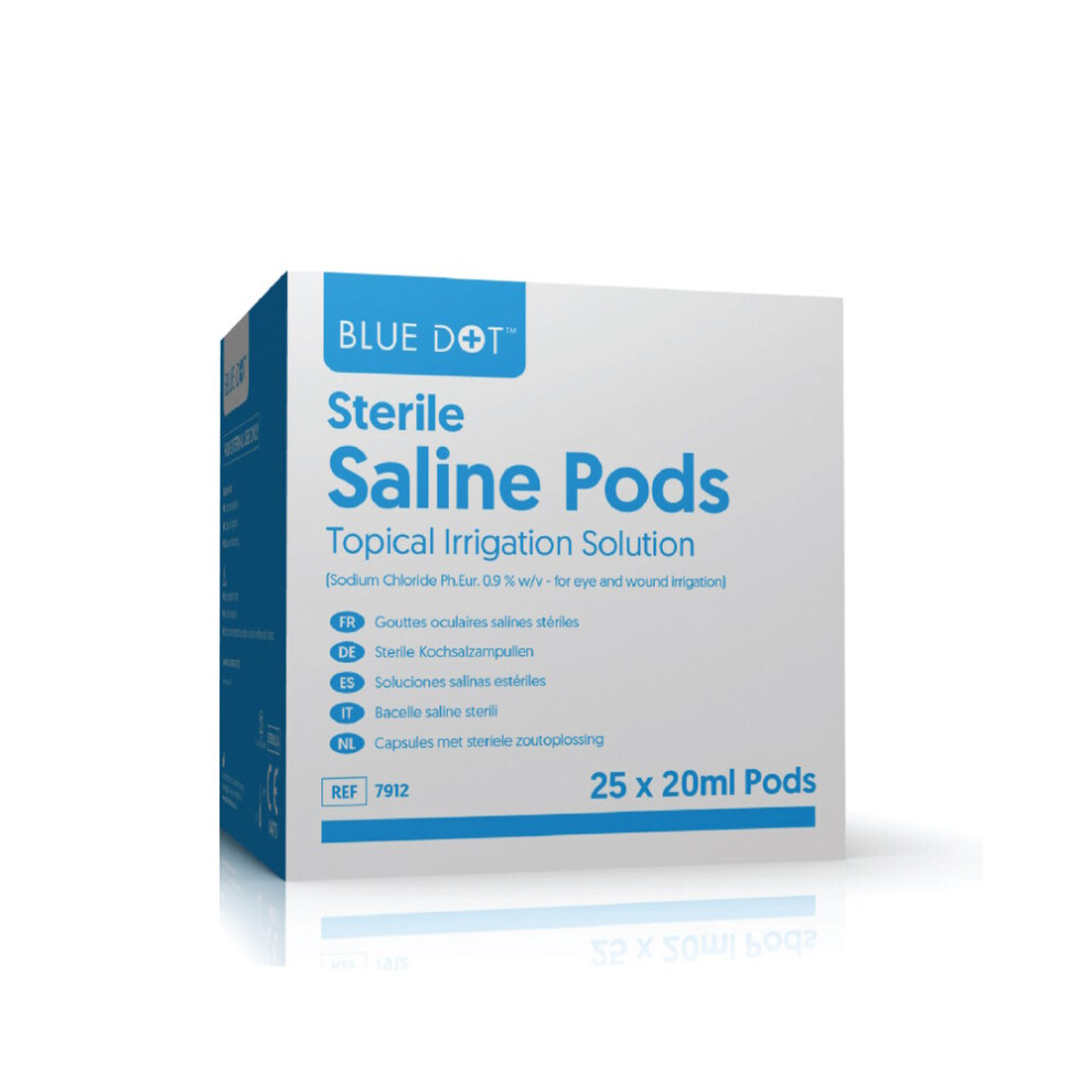 Blue Dot Blue Eye Wash Pods Dot Sterile Saline Wound Cleansing Solution 20Ml