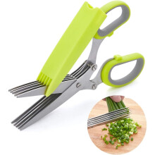 Herb Scissors with 5-Ply Stainless Steel Blades with Safety Guard