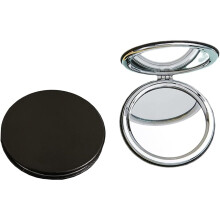 6.7cm Double-Sided Folding Vanity Mirror - 2x Magnification, Premium PU Leather, HD Glass, Round Pocket Mirror