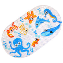 Kids Non-Slip Safety Shower Mat Cartoon Printing Bath Mat With Suction Cup PVC