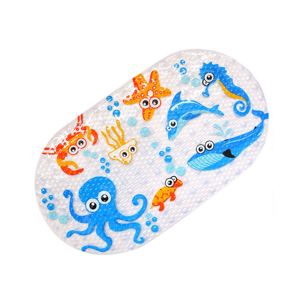 Gopatriot Memory Kids Non-Slip Safety Shower Mat Cartoon Printing Bath Mat With Suction Cup Pvc