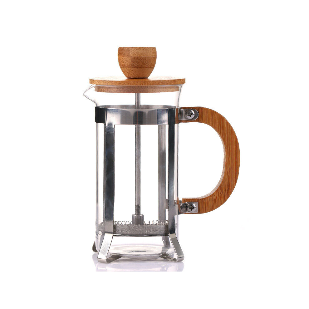 Coffee Pot 350ml 12oz 1-2 Cups Small Tea Pressed Borosilicate Glass with Bamboo Handle