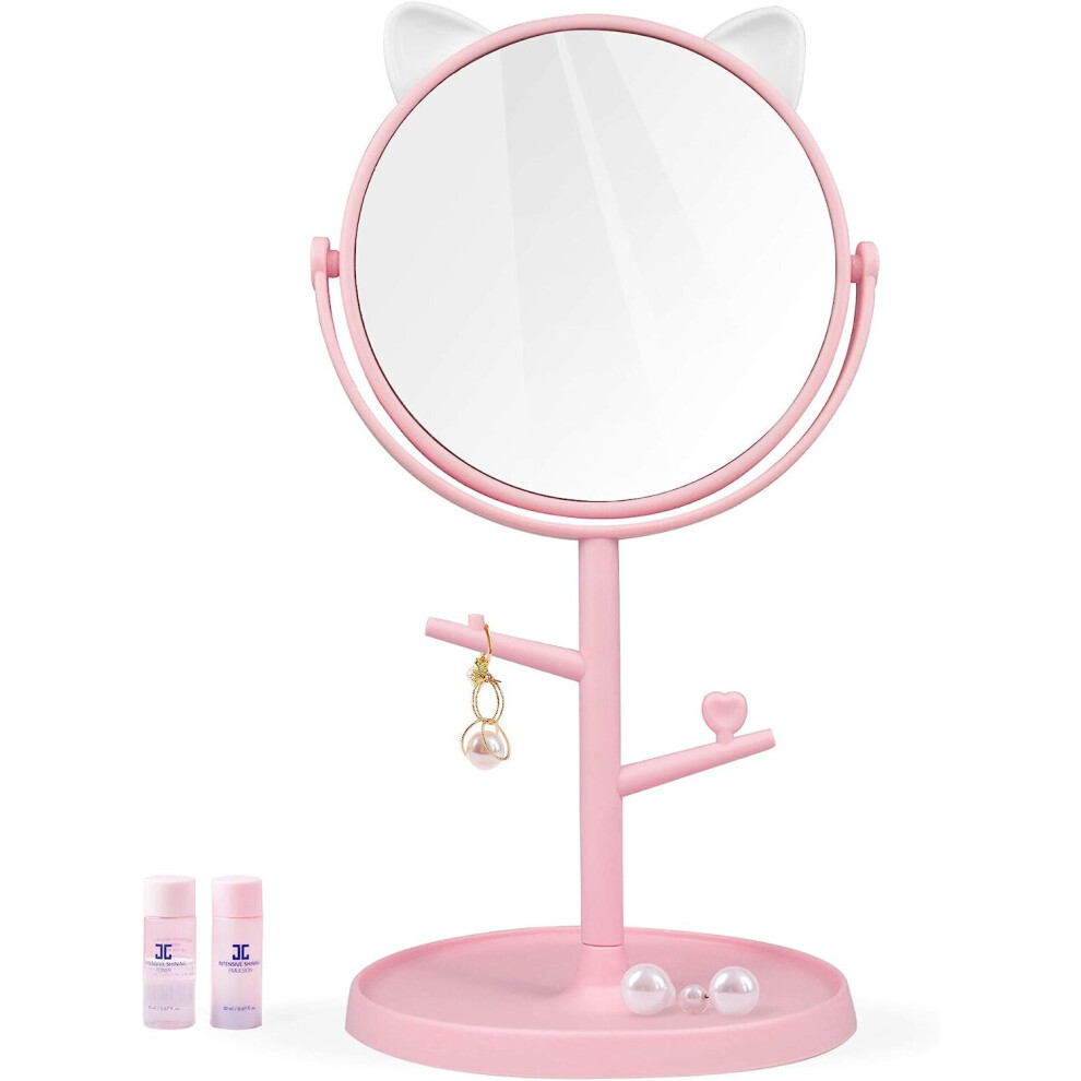 Gopatriot Memory Pink Cute Cat Ear Makeup Mirror