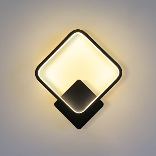Wall Light Indoor Living Room LED Square Wall Light, Black