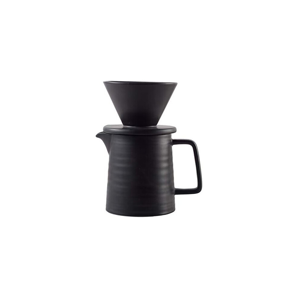 500ml Pour-Over Coffee Set with Ceramic V60 Dripper and Decanter (Black)