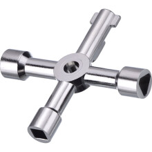 Meter box key gas key 4-way multi-function open key (silver)