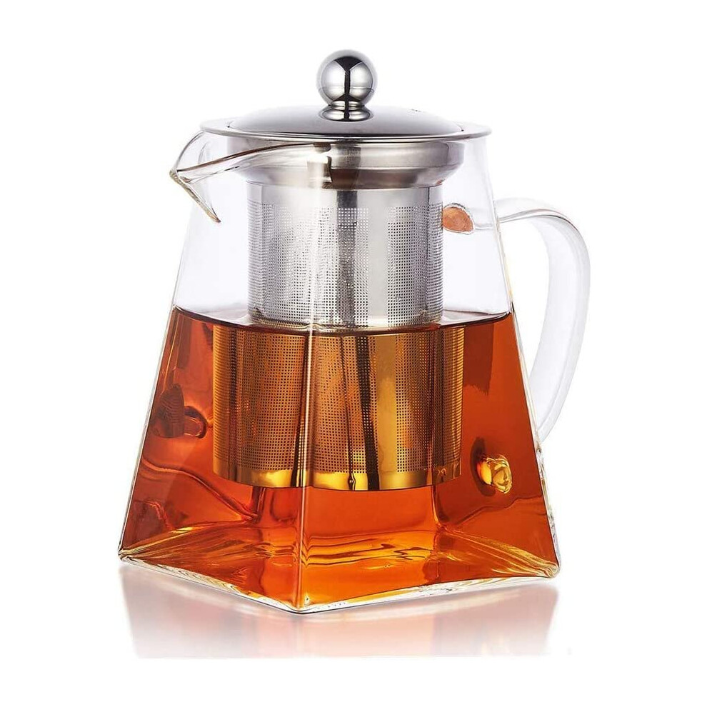 Gopatriot Memory Square Glass Teapot With Infuser, 500Ml With Strainer