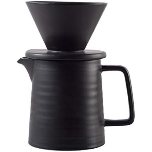 500ml Handmade Ceramic Pour-Over Coffee Set with Black V60 Dripper & Decanter 1