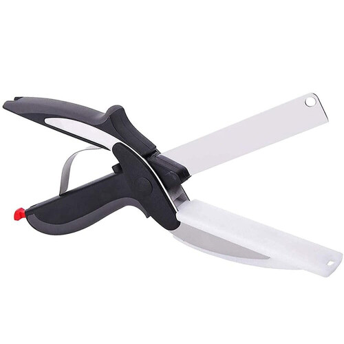Multi-purpose utility stainless steel scissors with built-in cutting board 1
