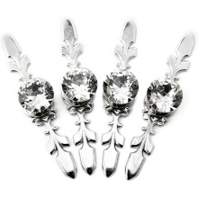 Pack of 4 Crystal Drawer Knobs with Silver Plated Diamond Furniture Knobs