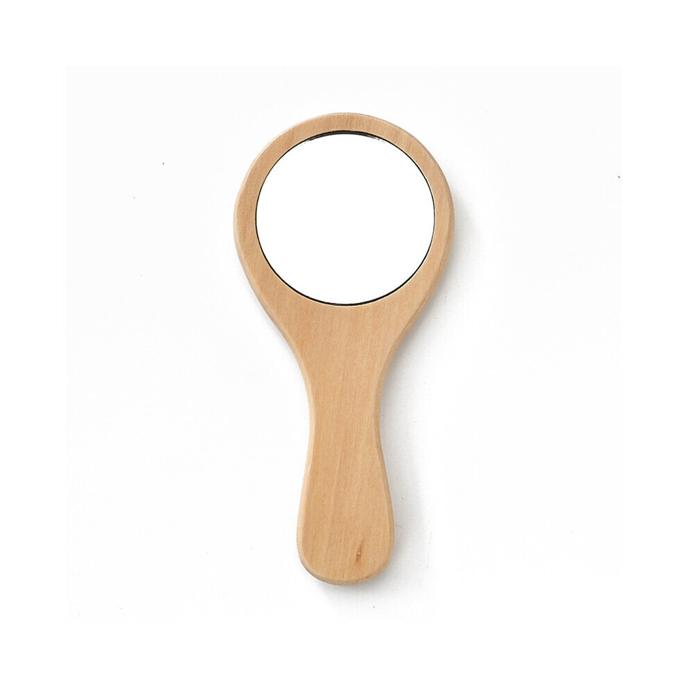Gopatriot Memory Mini Wooden Mirror Portable Handheld Small Mirror Makeup Mirror 15 * 7Cm