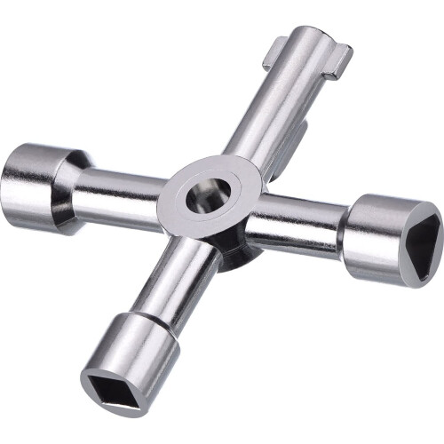 Meter box key gas key 4-way multi-function open key (silver) 1