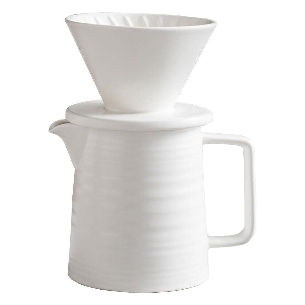 500ml pour over coffee set, ceramic V60 dripper and decanter (white)