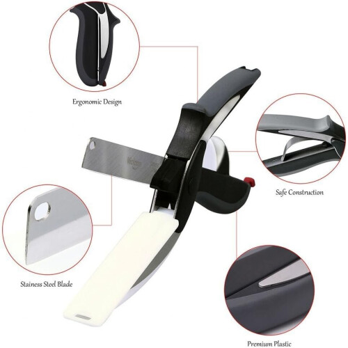 Multi-purpose utility stainless steel scissors with built-in cutting board 2