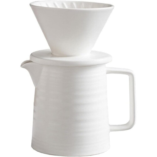 500ml pour over coffee set, ceramic V60 dripper and decanter (white) 1