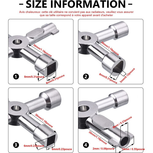 Meter box key gas key 4-way multi-function open key (silver) 2