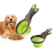 Multipurpose Pet Food Scoop, 3-in-1 Collapsible Silicone Measuring Cup