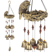 Bird's Nest Wind Chimes, Bird Chimes with 12 Wind Chimes Bronze