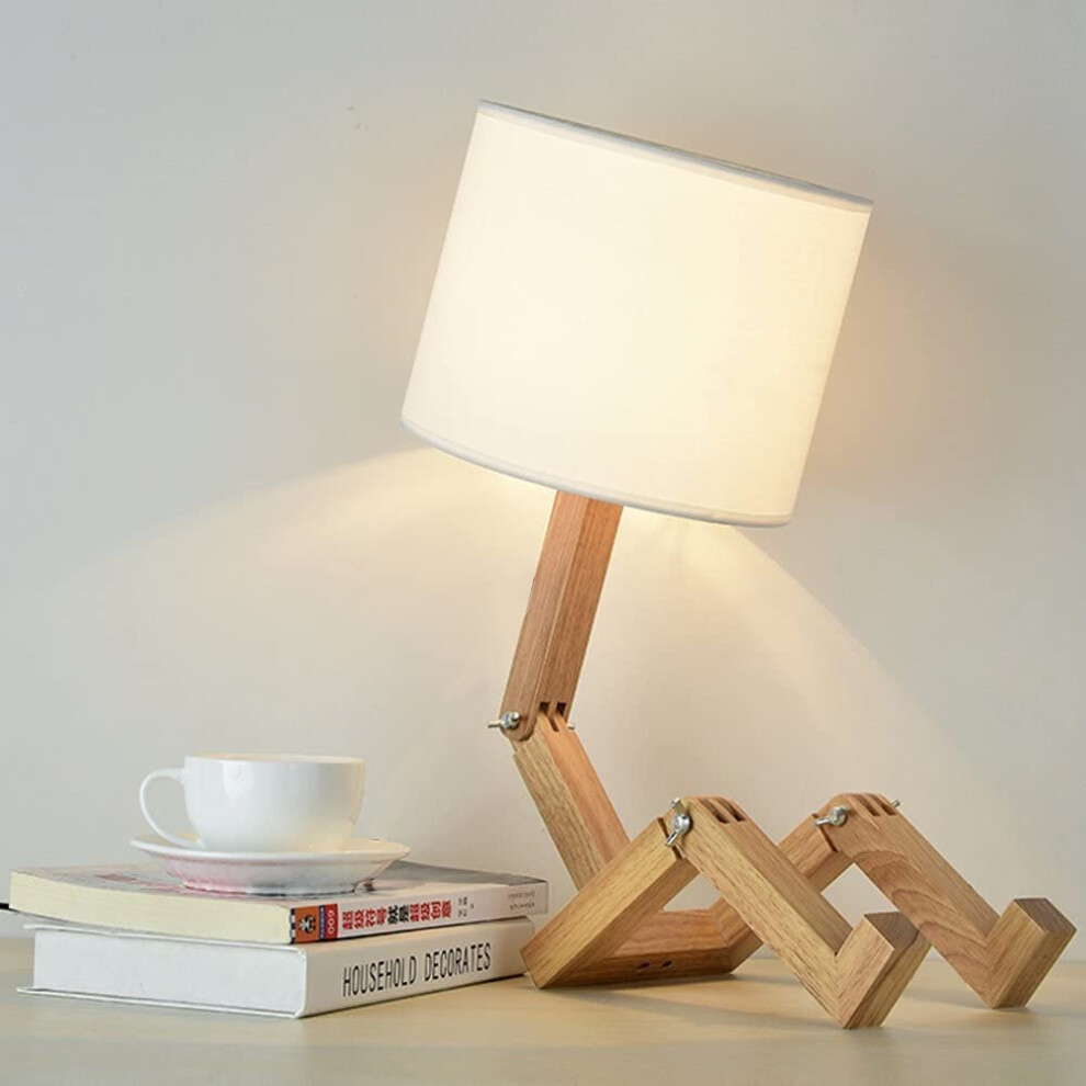 Bedside lamp (without light bulb) fabric lampshade foldable solid wood-image-OPC-PBSVMJW-NEW