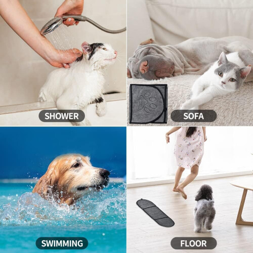 Pet Bath Towel, Absorbent Microfiber Drying Shower Dog Towel 2