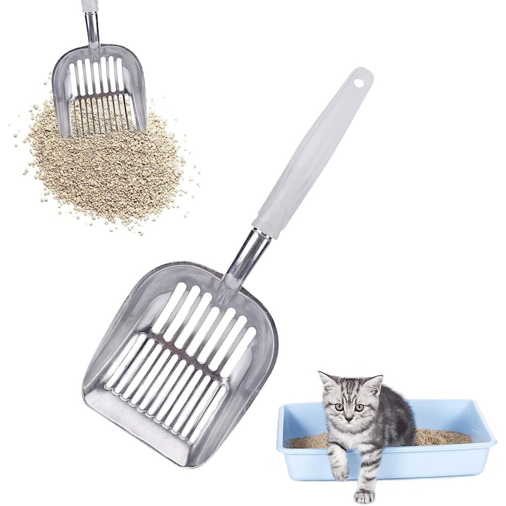 Metal Litter Scoop, Quick Sift Cat Litter Deep Scooper with Long Handle