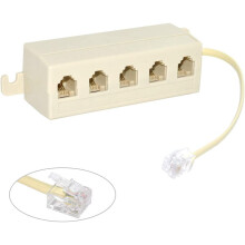 5 way socket 6P4C RJ11 telephone modular jack splitter