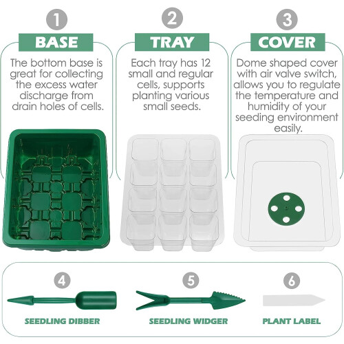 Plant Seedling Germination Starter Plate with Lid and Switchable Holes 2