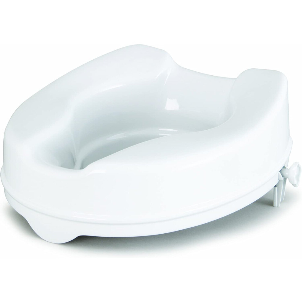 Raised Toilet Seat without Cover, Extended and Raised Locking Seat Support, White